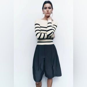 Zara boatneck sweater striped navy